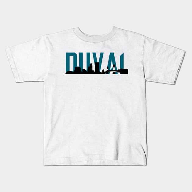 Duval Jacksonville Skyline Kids T-Shirt by justin_weise